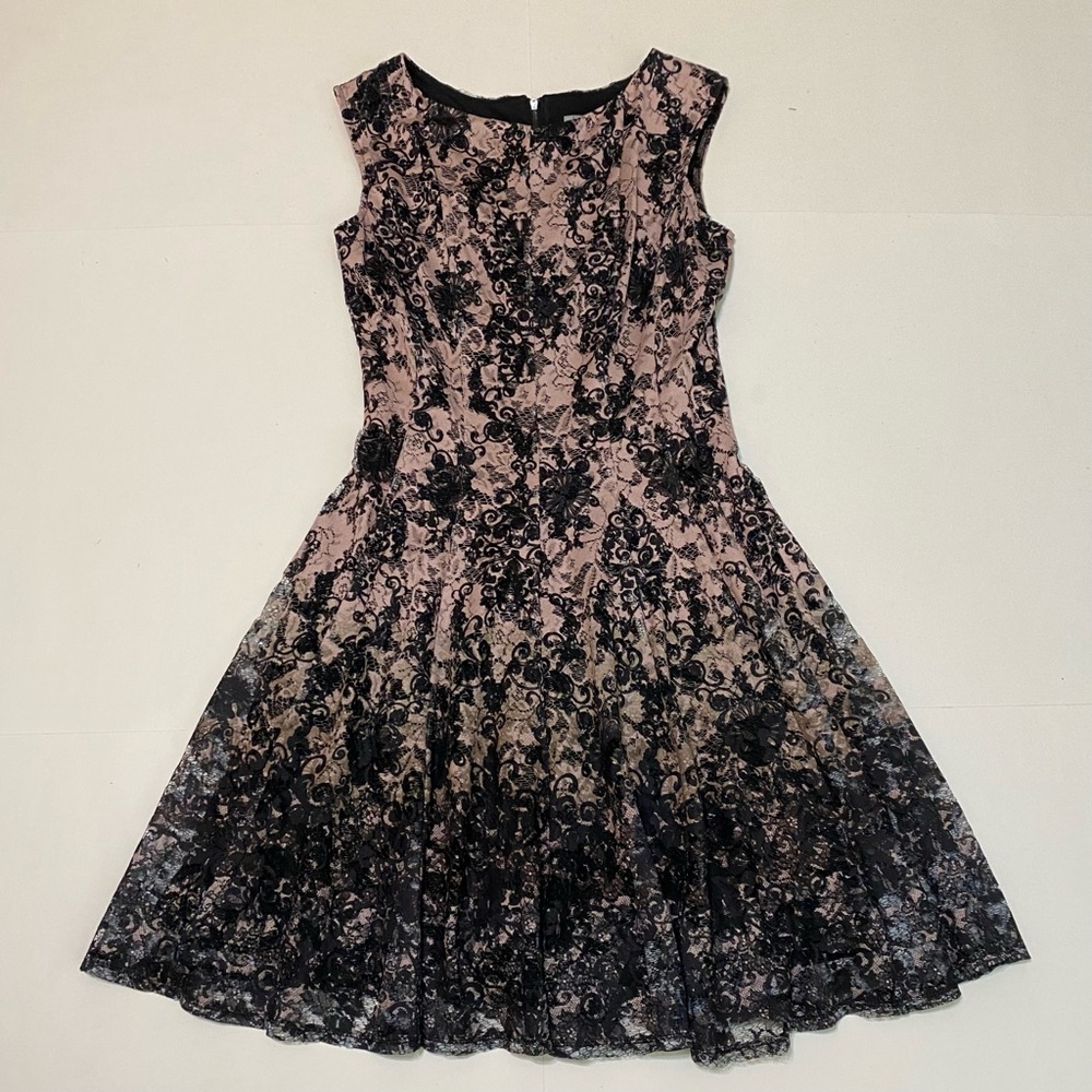 Danny and Nicole lace pink & black dress. Size 8